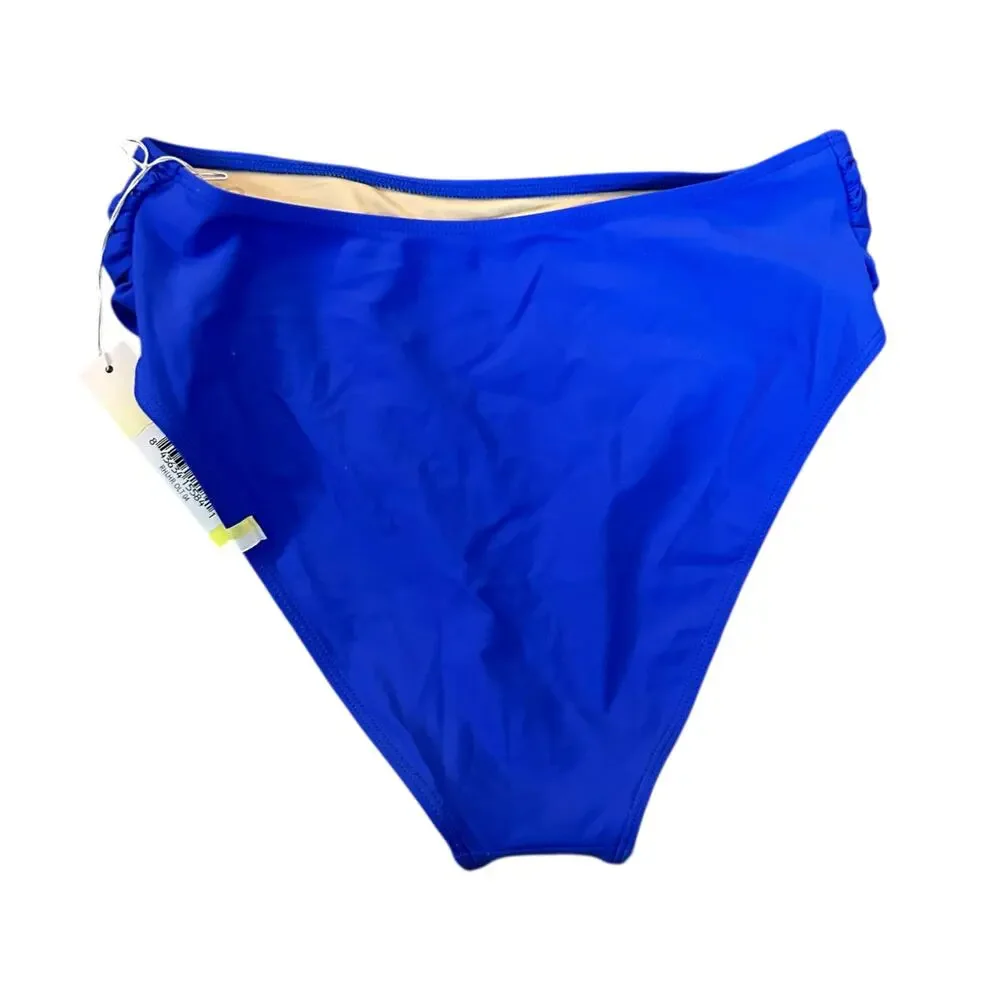 Summersalt The Ruched High Leg High Rise Bikini Bottom Blue Hydrangea Womens 4